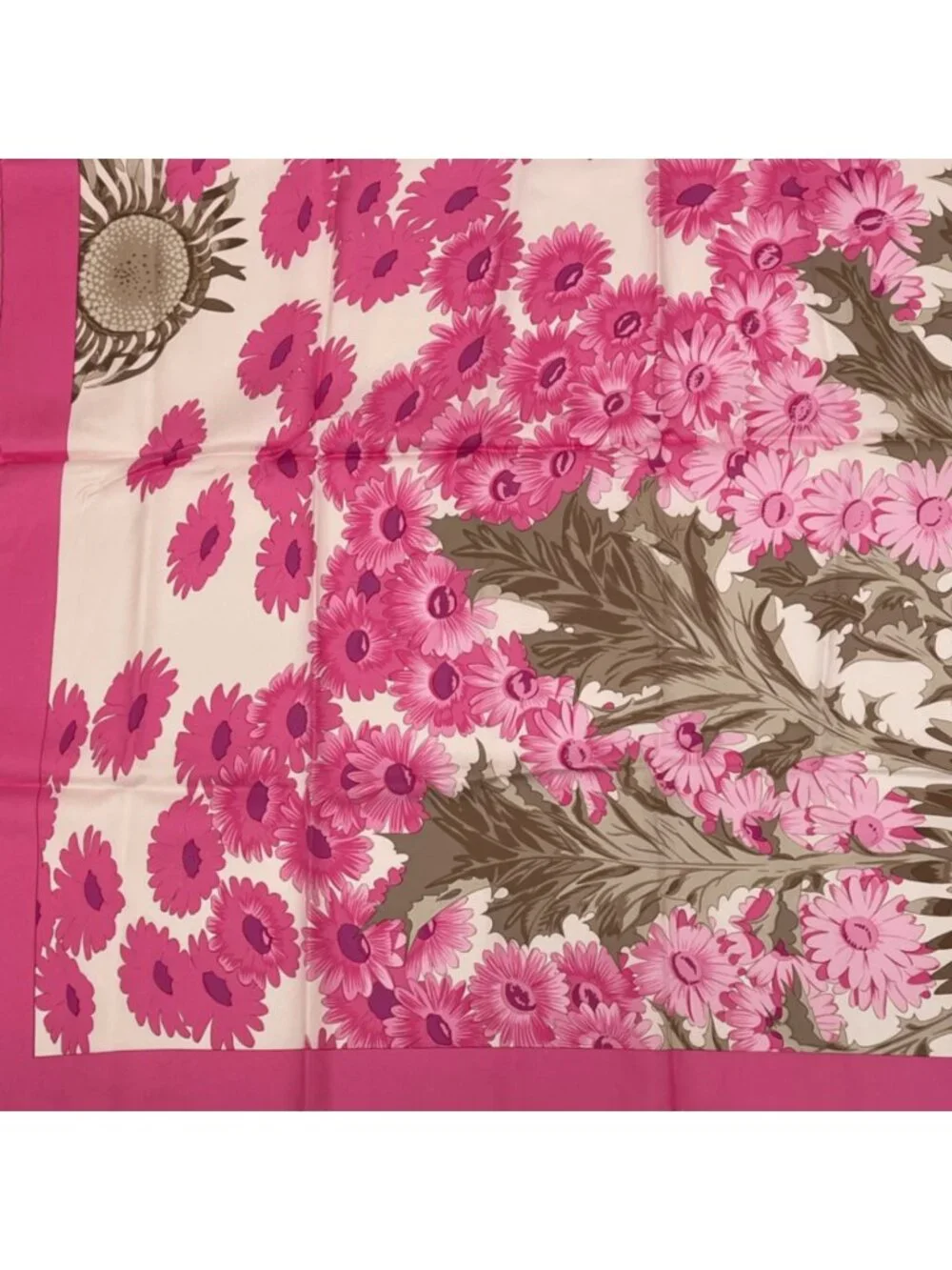 Hermes Scarf Carre 90 Square Pink Multicolor Floral Silk 100% Fleurs Et Carlines - Picture 3 of 8